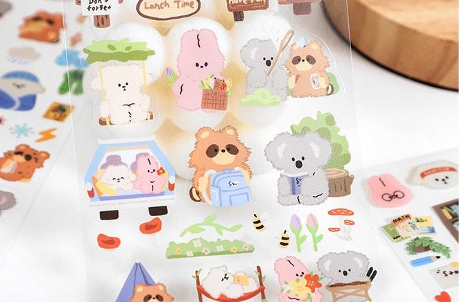 Kawaii animal deco sticker, travel sticker, daily life sticker, planner sticker